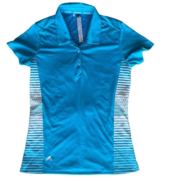 Adidas climachill women’s small collars cap sleeve quarter button up golf shirt - Picture 2 of 8